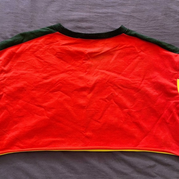 CREEPS Boutique Yellow and Red Cropped Racer Long Sleeve Top - Picture 7 of 8